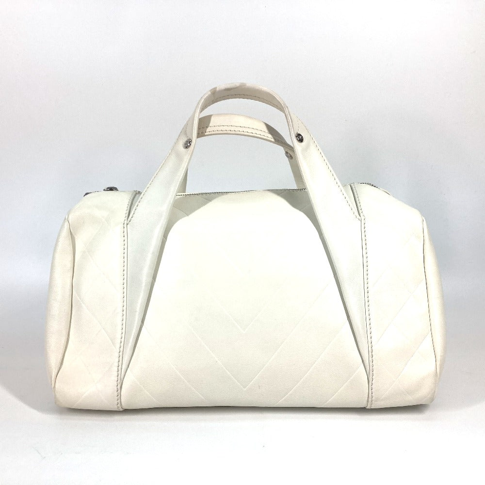 CHANEL Boston Duffel bag A30899 Calf leather white CC COCO Mark Chevron Vstitch Women Used