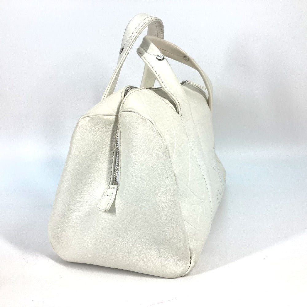 CHANEL Boston Duffel bag A30899 Calf leather white CC COCO Mark Chevron Vstitch Women Used