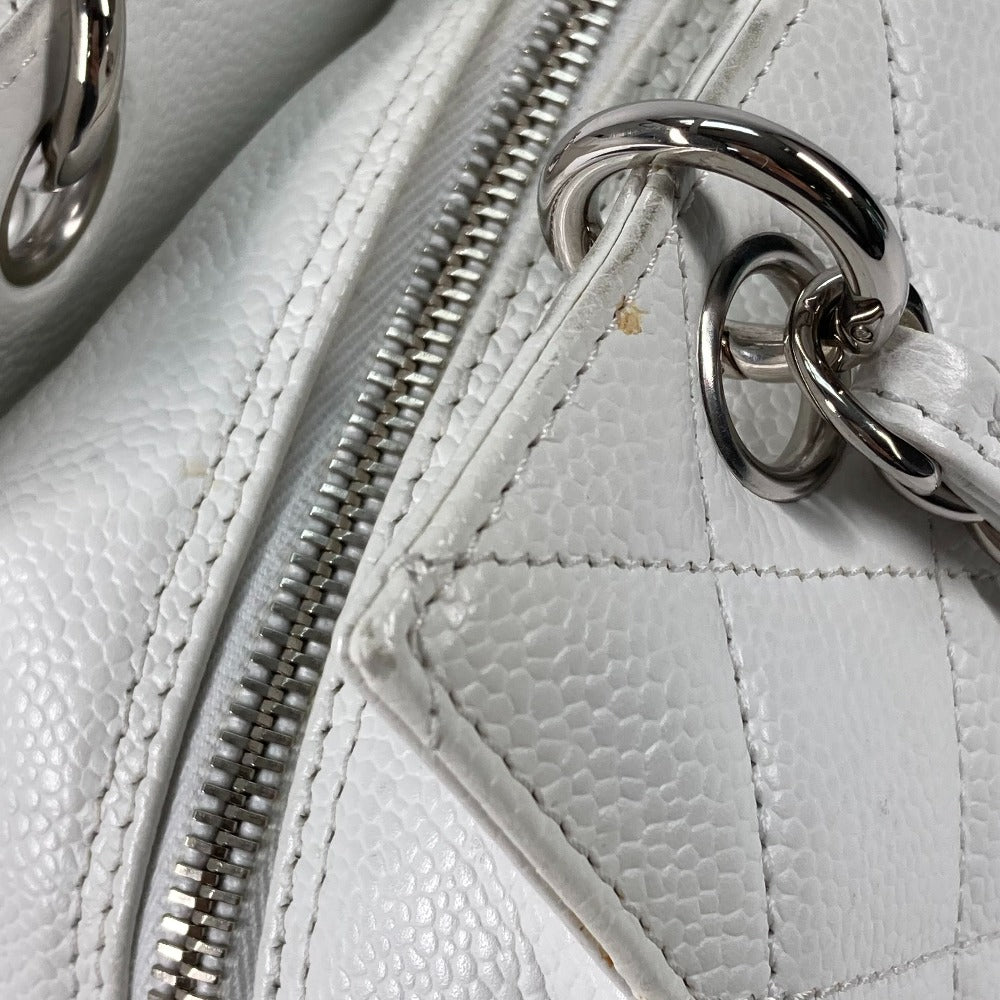 CHANEL Tote Bag Caviar skin white CC COCO Mark Timeless Matelasse Quilting Women Used