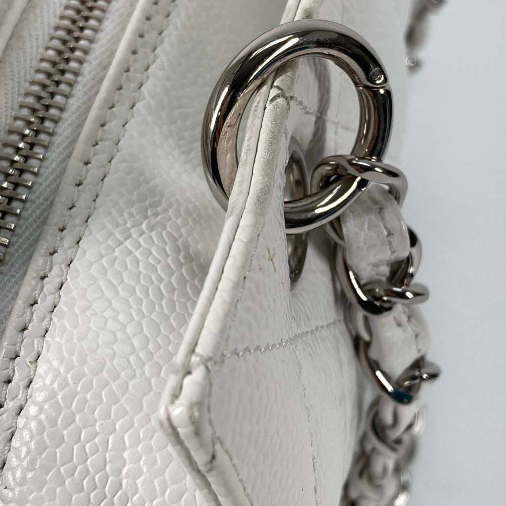 CHANEL Tote Bag Caviar skin white CC COCO Mark Timeless Matelasse Quilting Women Used