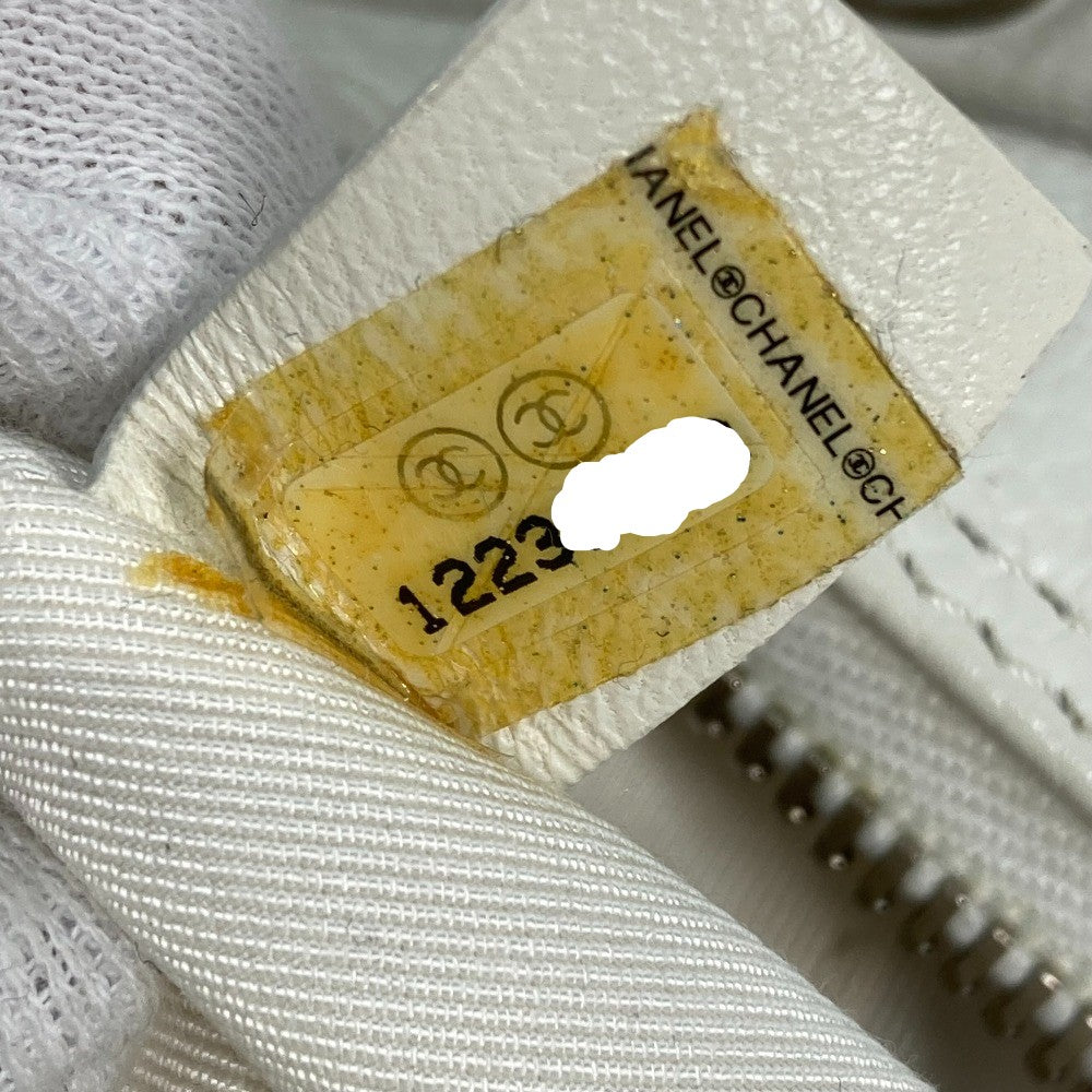 CHANEL Tote Bag Caviar skin white CC COCO Mark Timeless Matelasse Quilting Women Used