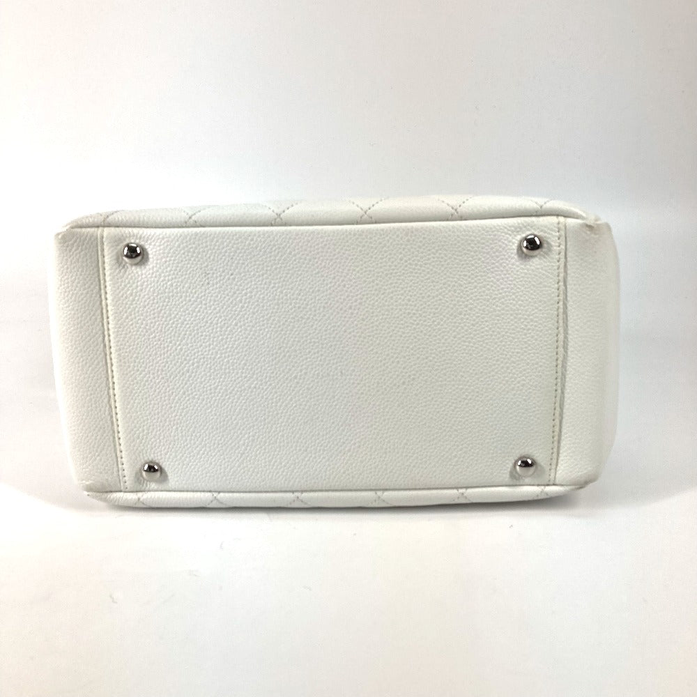CHANEL Tote Bag Caviar skin white CC COCO Mark Timeless Matelasse Quilting Women Used