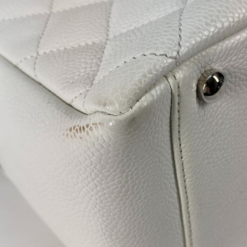 CHANEL Tote Bag Caviar skin white CC COCO Mark Timeless Matelasse Quilting Women Used