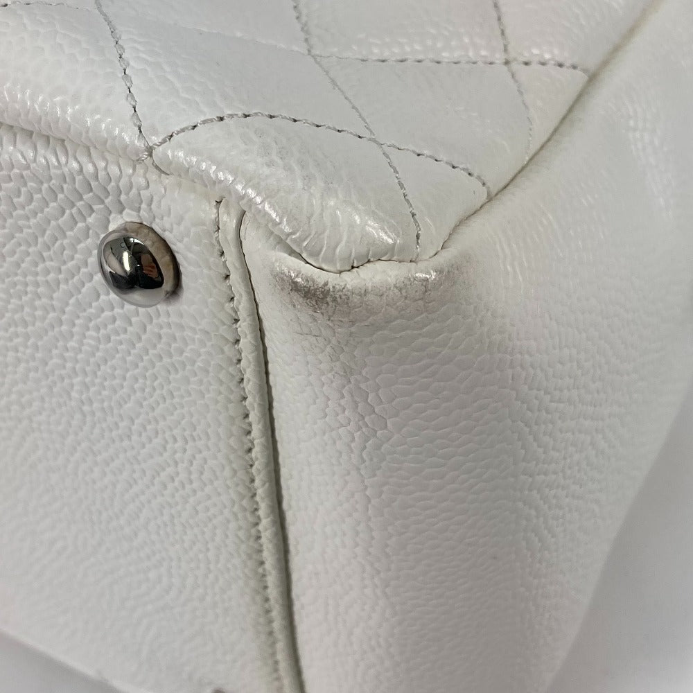 CHANEL Tote Bag Caviar skin white CC COCO Mark Timeless Matelasse Quilting Women Used