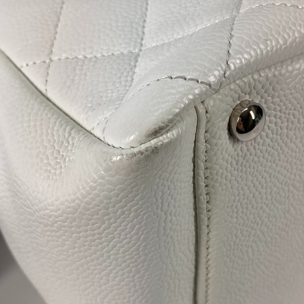 CHANEL Tote Bag Caviar skin white CC COCO Mark Timeless Matelasse Quilting Women Used