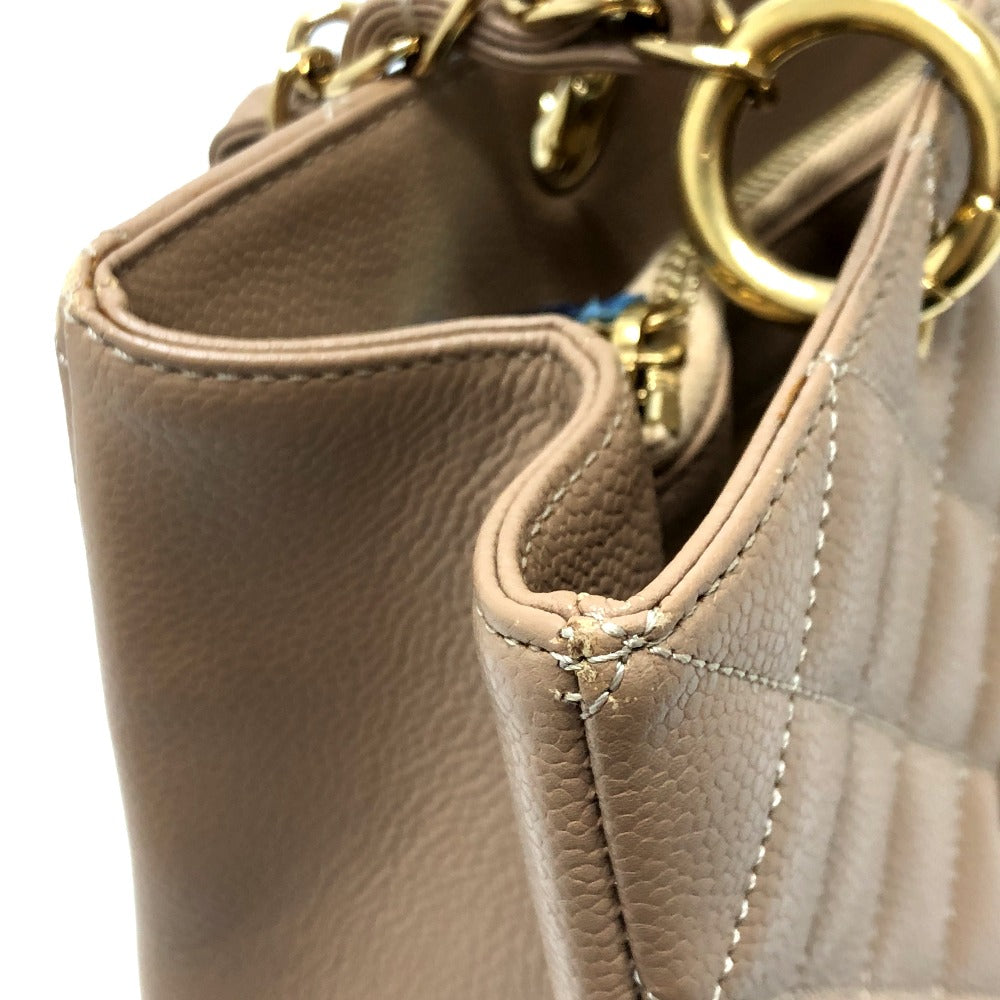 CHANEL Shoulder Bag Caviar skin beige Tote Bag Decacoco CC COCO Mark Matelasse Women Used