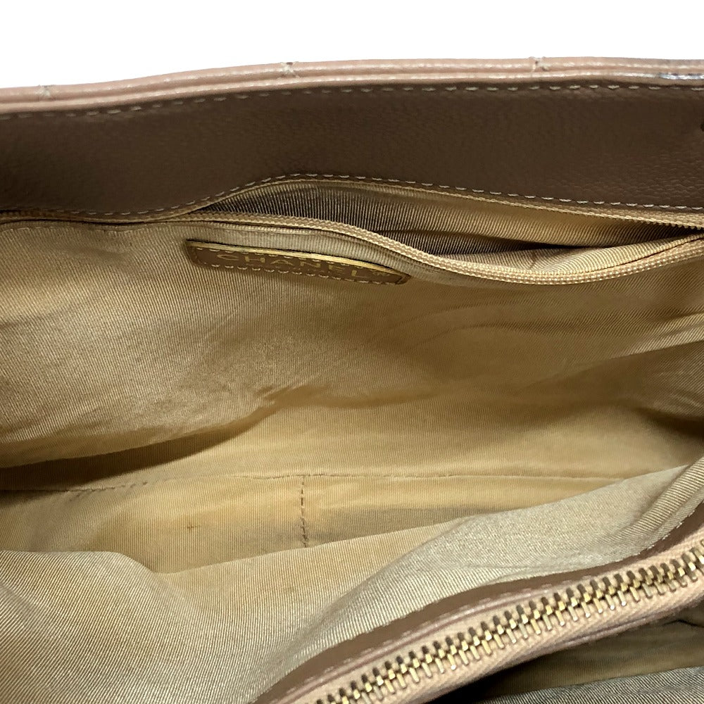 CHANEL Shoulder Bag Caviar skin beige Tote Bag Decacoco CC COCO Mark Matelasse Women Used