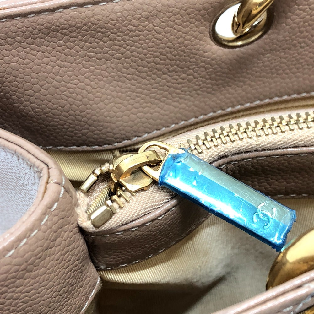 CHANEL Shoulder Bag Caviar skin beige Tote Bag Decacoco CC COCO Mark Matelasse Women Used