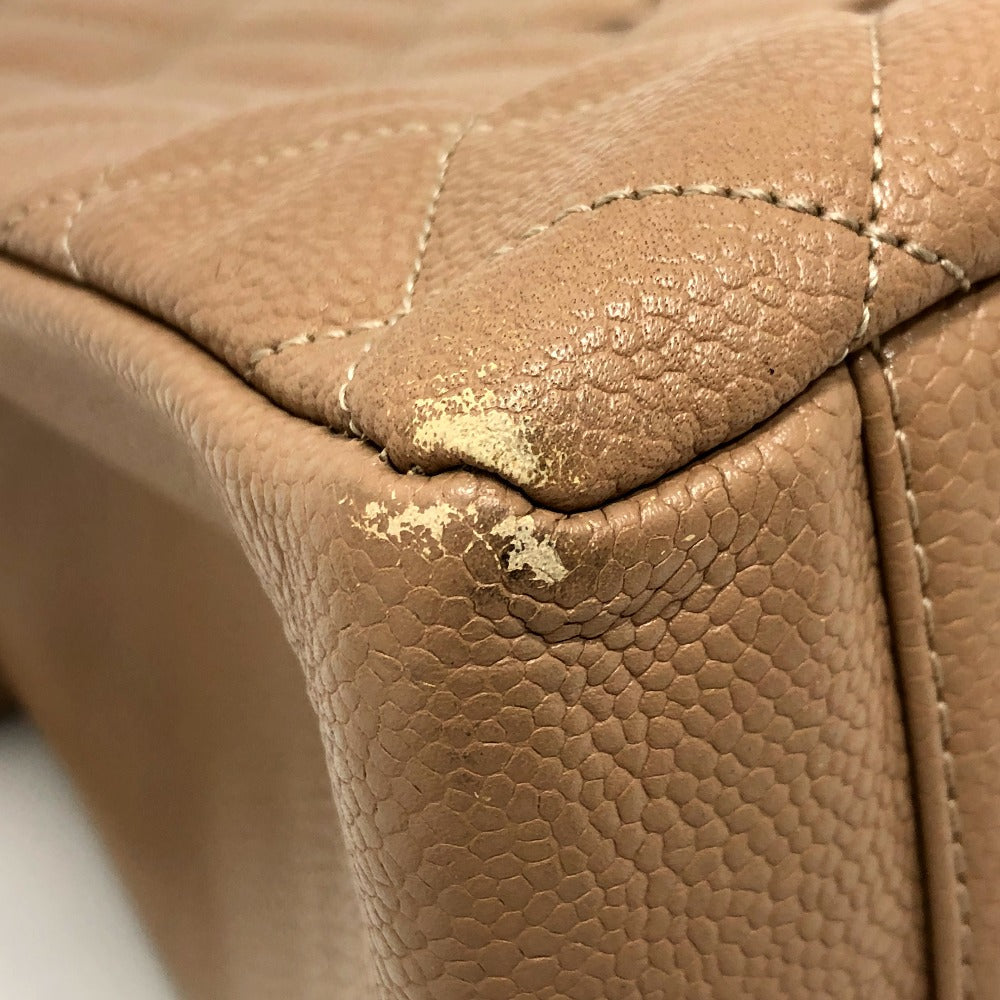 CHANEL Shoulder Bag Caviar skin beige Tote Bag Decacoco CC COCO Mark Matelasse Women Used