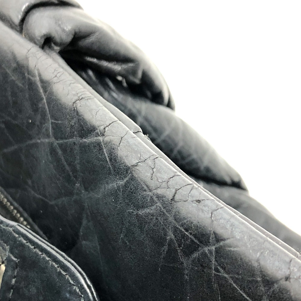 CHANEL Tote Bag leather black Woven Shoulder Bag CC COCO Mark Quilting