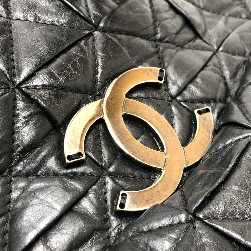 CHANEL Tote Bag leather black Woven Shoulder Bag CC COCO Mark Quilting