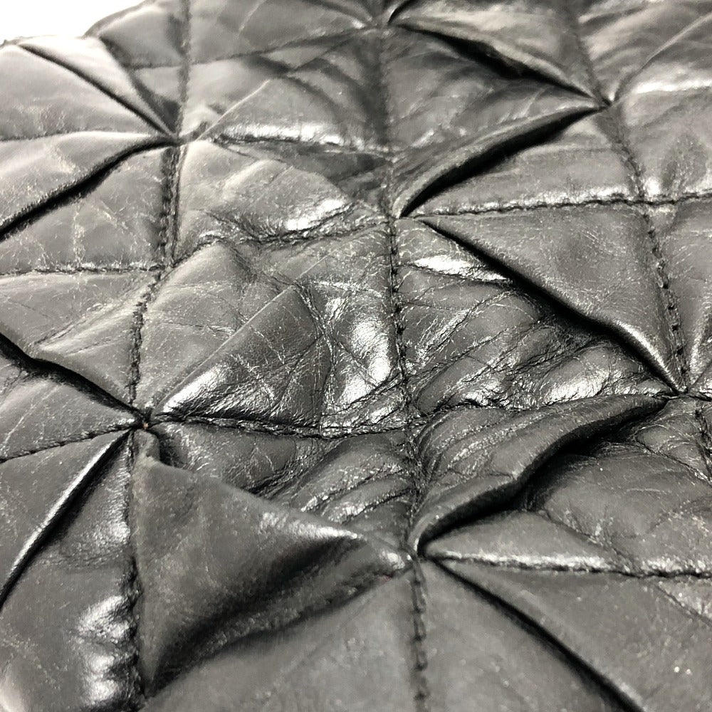 CHANEL Tote Bag leather black Woven Shoulder Bag CC COCO Mark Quilting