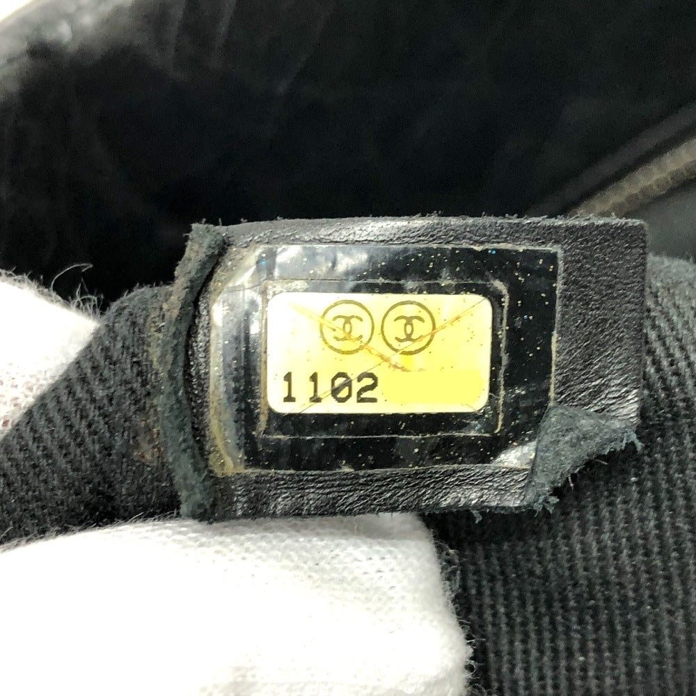 CHANEL Tote Bag leather black Woven Shoulder Bag CC COCO Mark Quilting