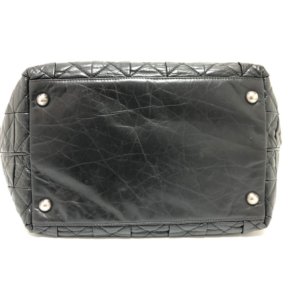 CHANEL Tote Bag leather black Woven Shoulder Bag CC COCO Mark Quilting