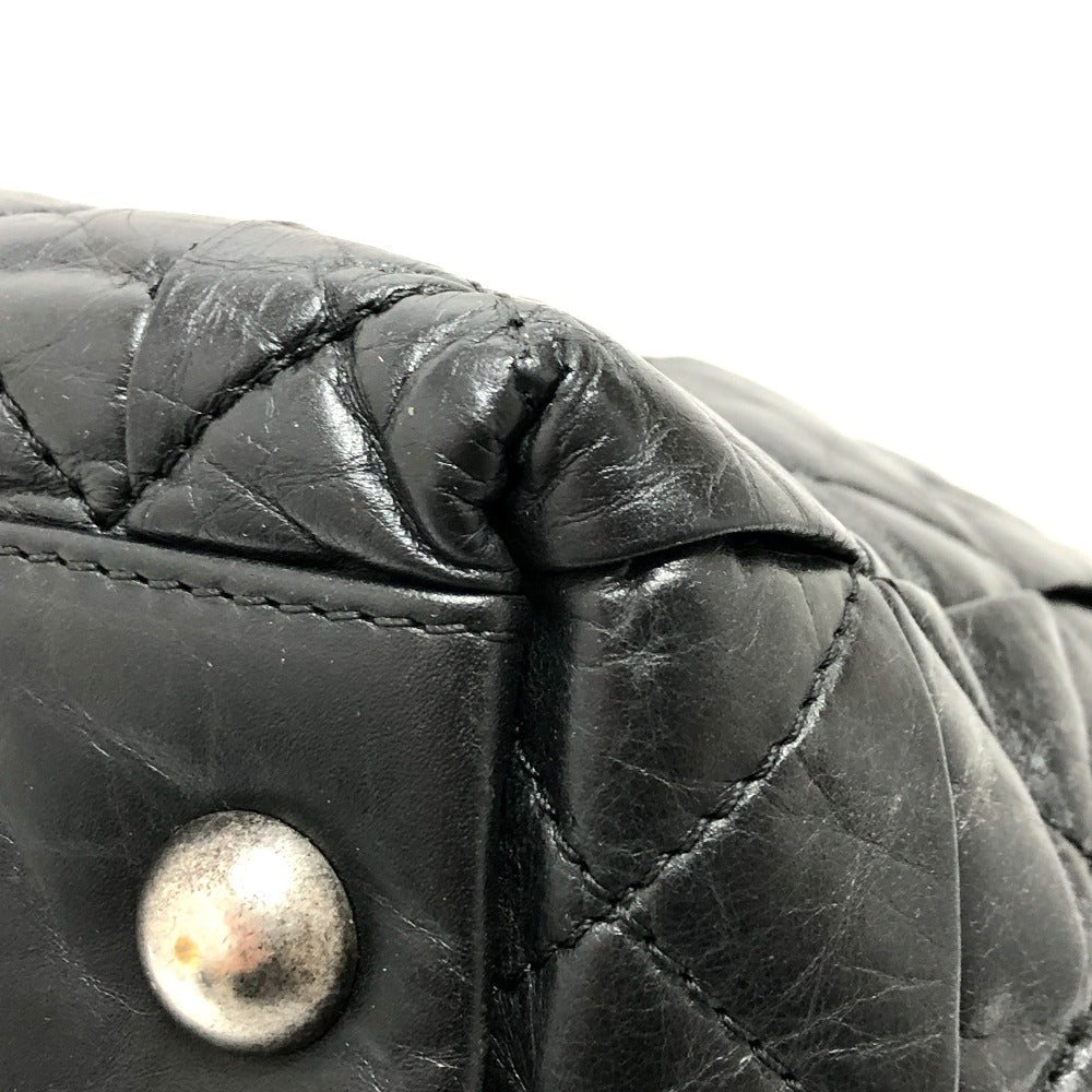 CHANEL Tote Bag leather black Woven Shoulder Bag CC COCO Mark Quilting