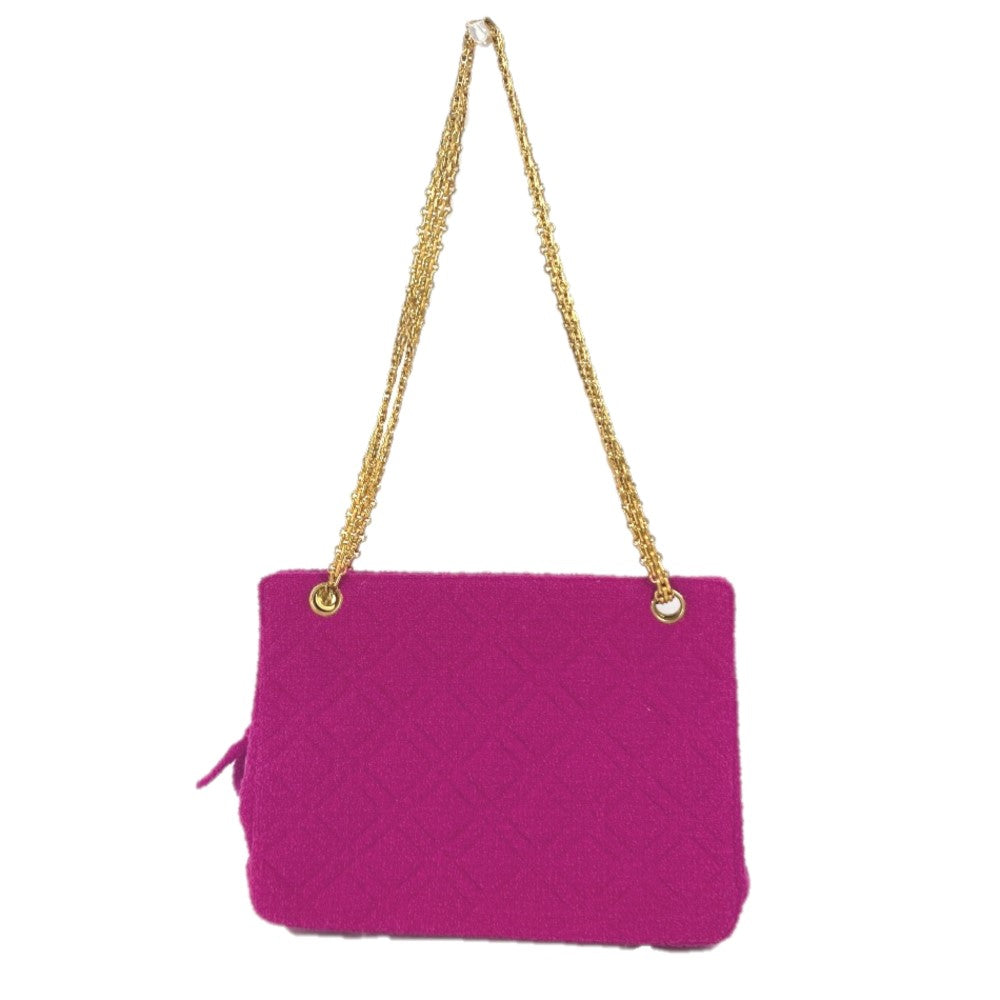 CHANEL Shoulder Bag cotton pink vintage quilting