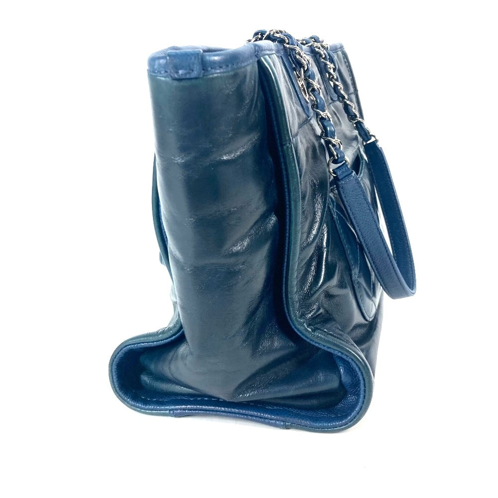 CHANEL Shoulder Bag leather Navy Logo Tote Bag Shoulder DeauvilleMM