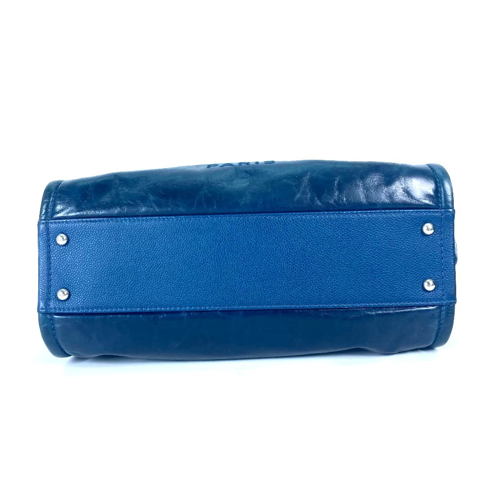 CHANEL Shoulder Bag leather Navy Logo Tote Bag Shoulder DeauvilleMM