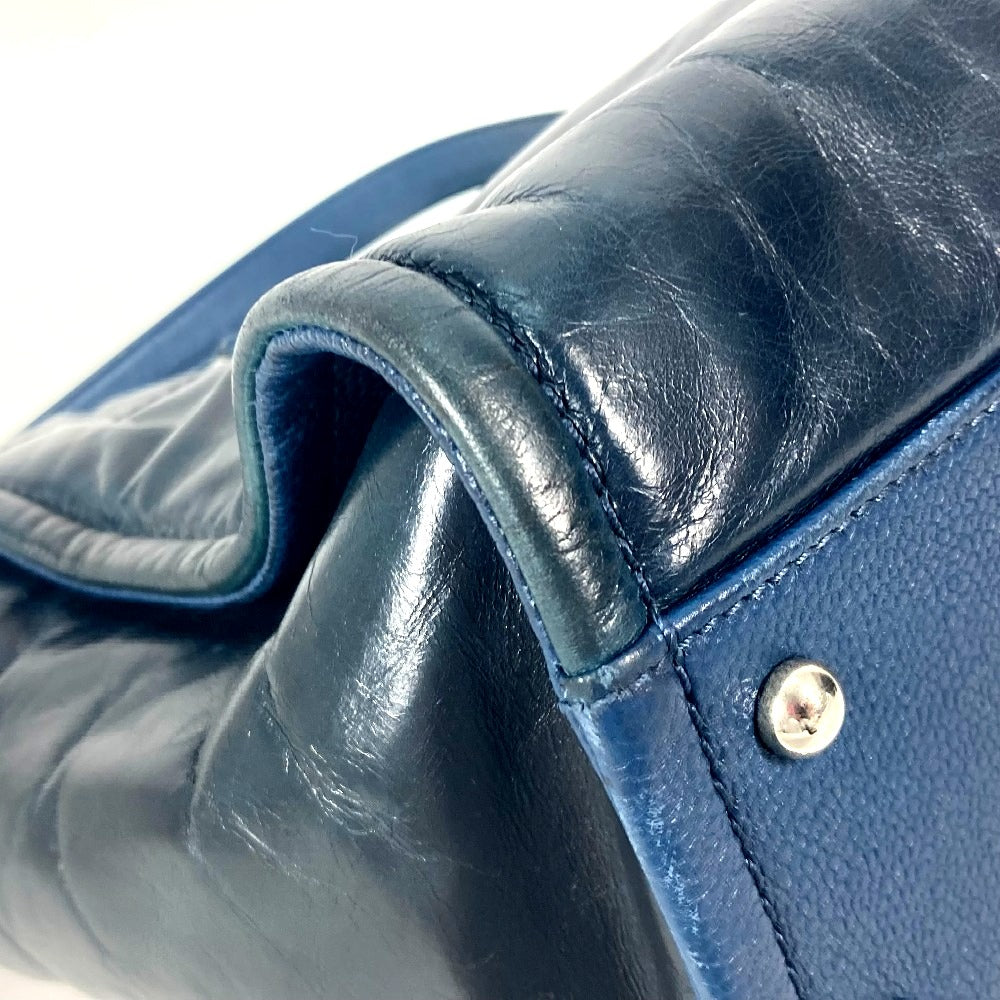CHANEL Shoulder Bag leather Navy Logo Tote Bag Shoulder DeauvilleMM