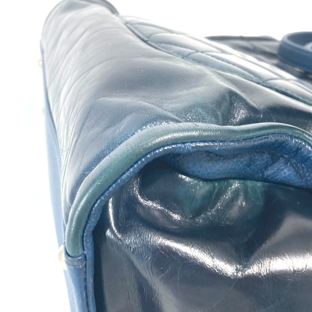 CHANEL Shoulder Bag leather Navy Logo Tote Bag Shoulder DeauvilleMM