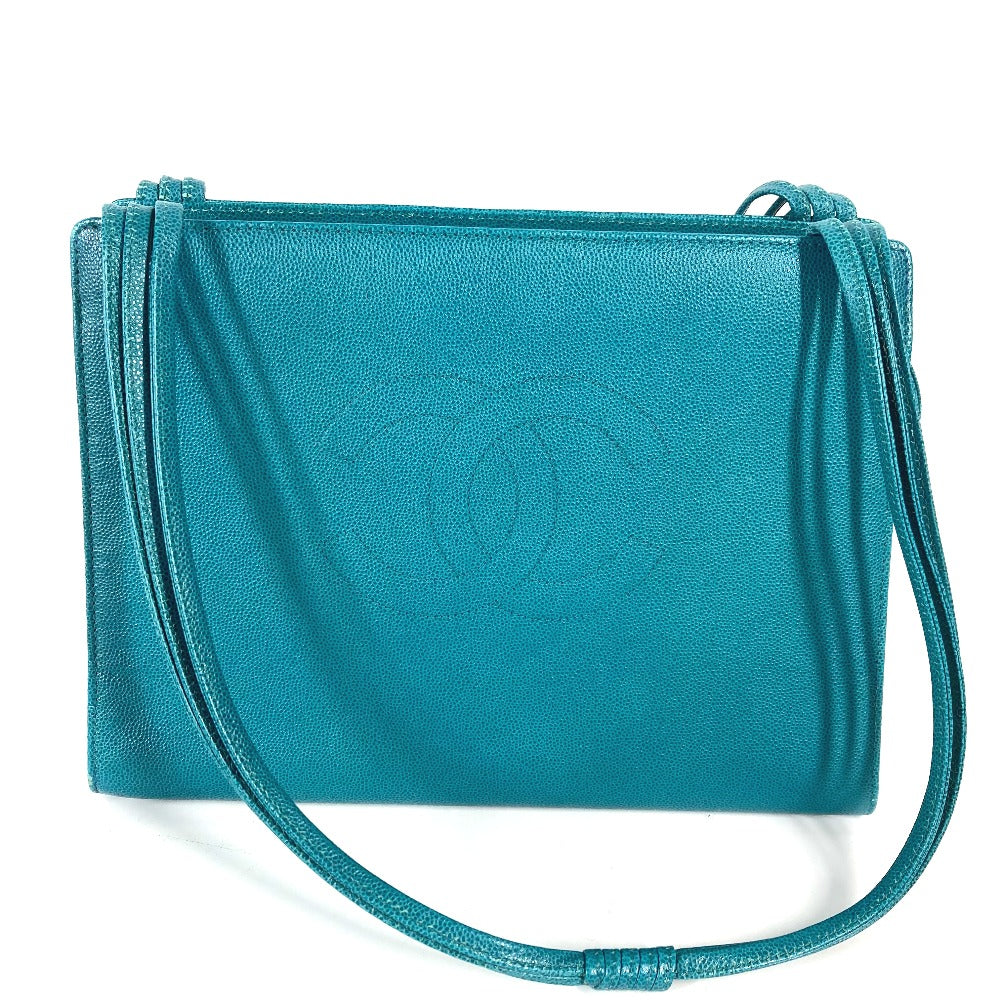 CHANEL Shoulder Bag Caviar skin Green type Bag Tote Bag CC COCO Mark