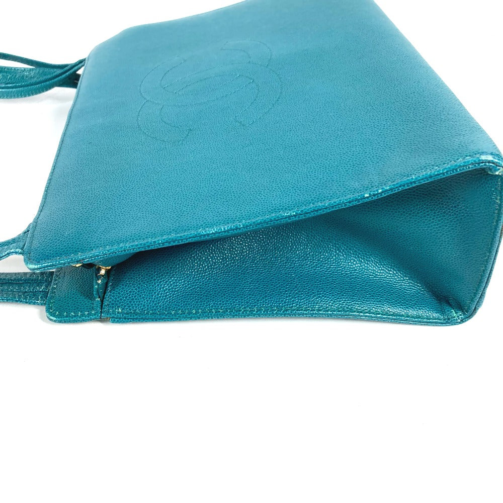 CHANEL Shoulder Bag Caviar skin Green type Bag Tote Bag CC COCO Mark