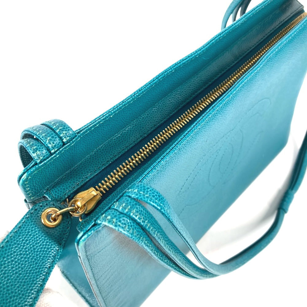 CHANEL Shoulder Bag Caviar skin Green type Bag Tote Bag CC COCO Mark