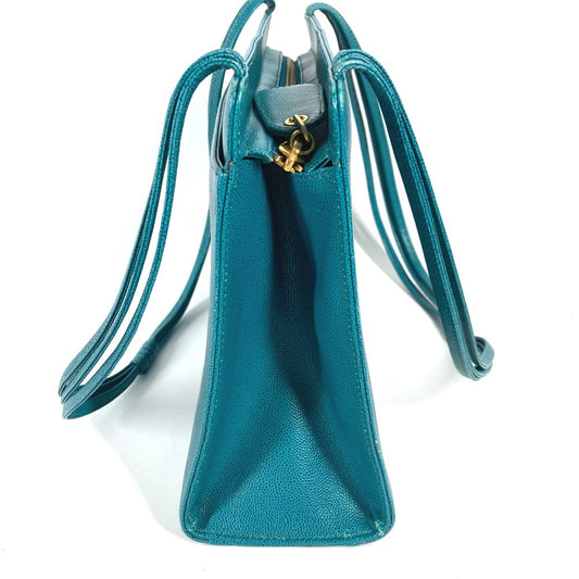 CHANEL Shoulder Bag Caviar skin Green type Bag Tote Bag CC COCO Mark