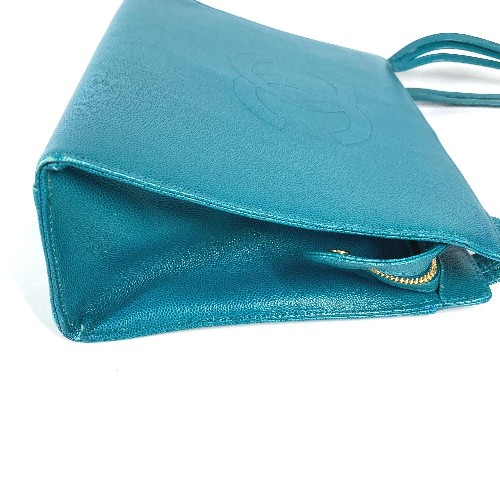 CHANEL Shoulder Bag Caviar skin Green type Bag Tote Bag CC COCO Mark