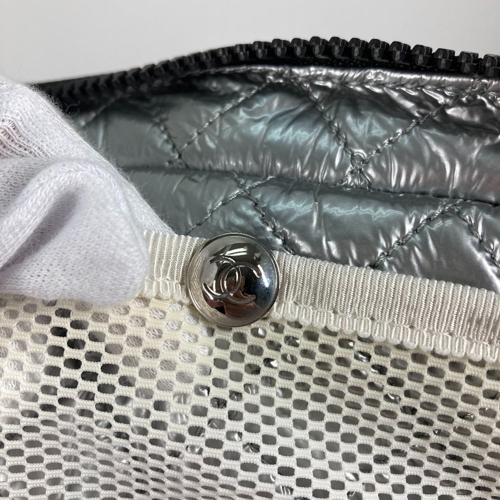 CHANEL Shoulder Bag canvas white Check CC COCO Mark