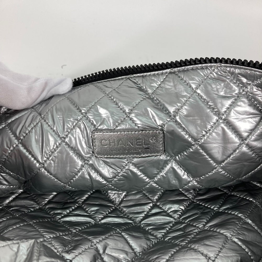 CHANEL Shoulder Bag canvas white Check CC COCO Mark