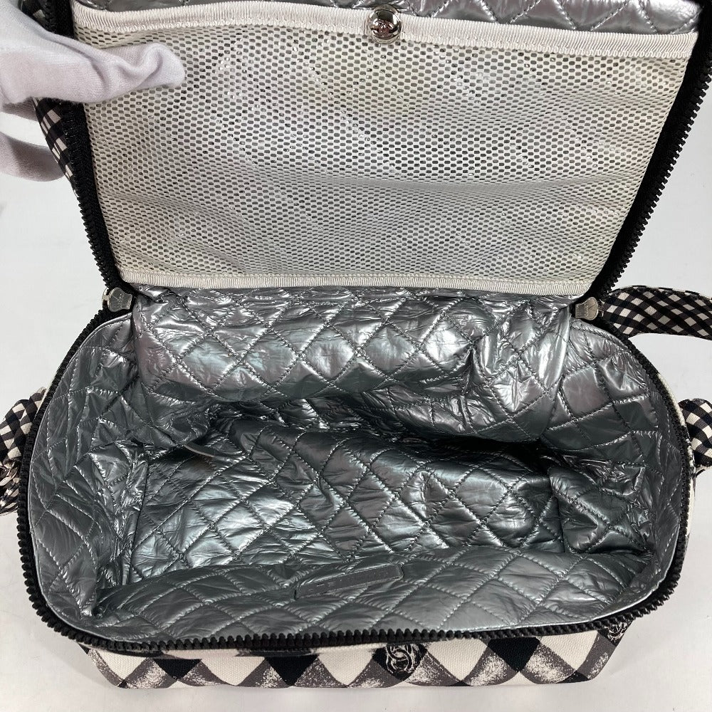 CHANEL Shoulder Bag canvas white Check CC COCO Mark