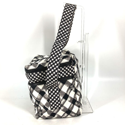 CHANEL Shoulder Bag canvas white Check CC COCO Mark