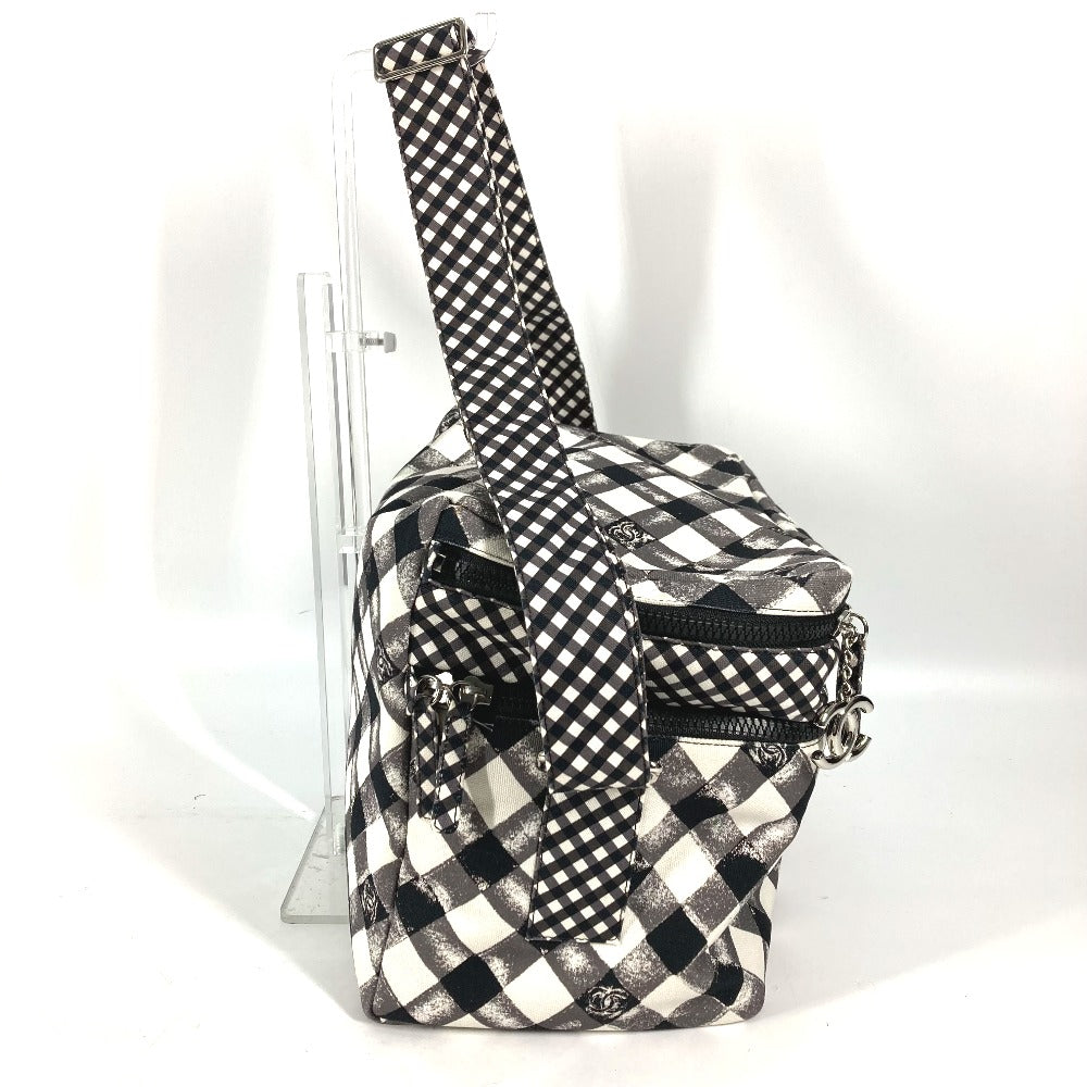CHANEL Shoulder Bag canvas white Check CC COCO Mark