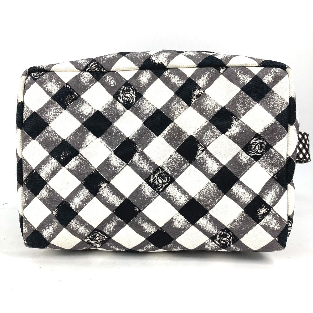 CHANEL Shoulder Bag canvas white Check CC COCO Mark