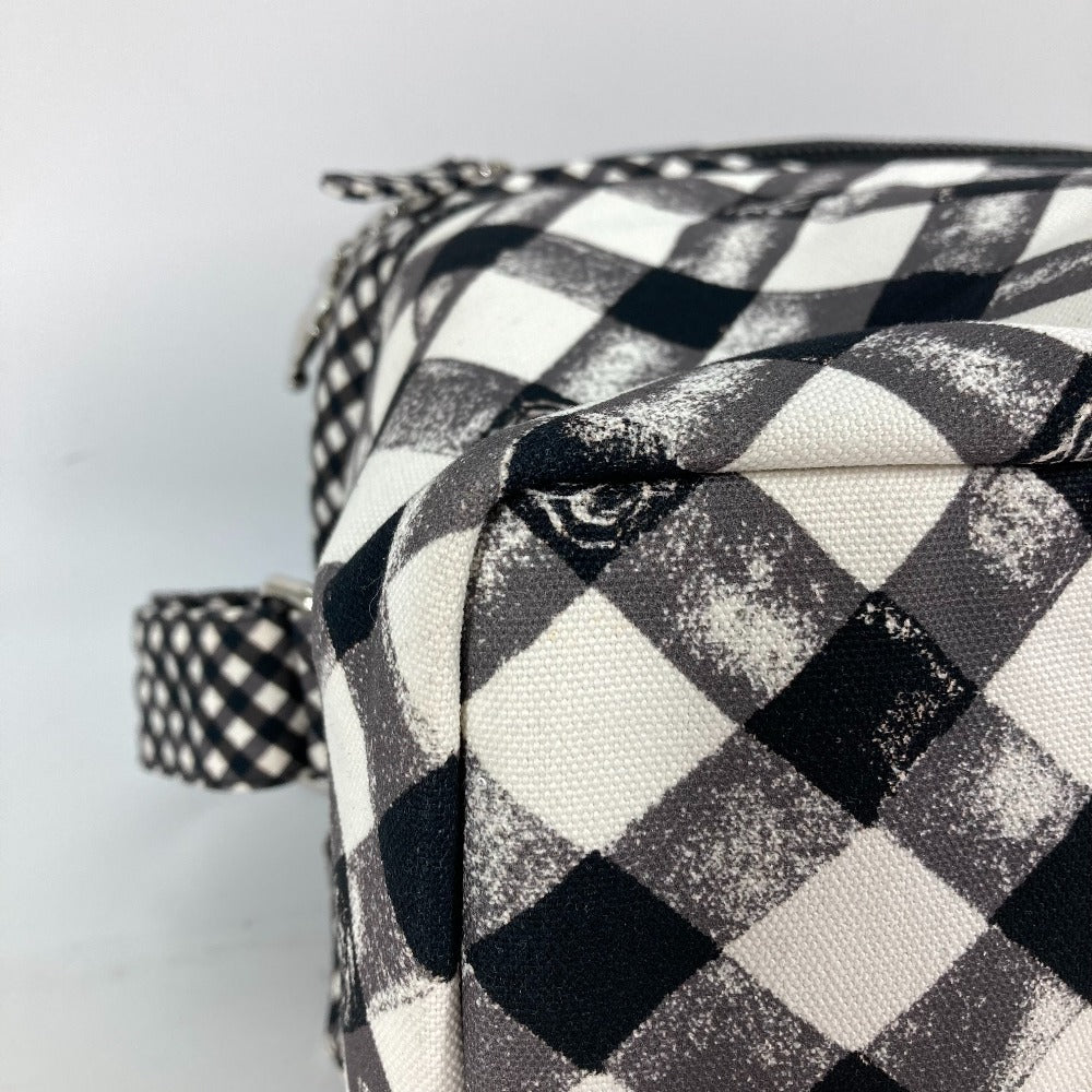 CHANEL Shoulder Bag canvas white Check CC COCO Mark
