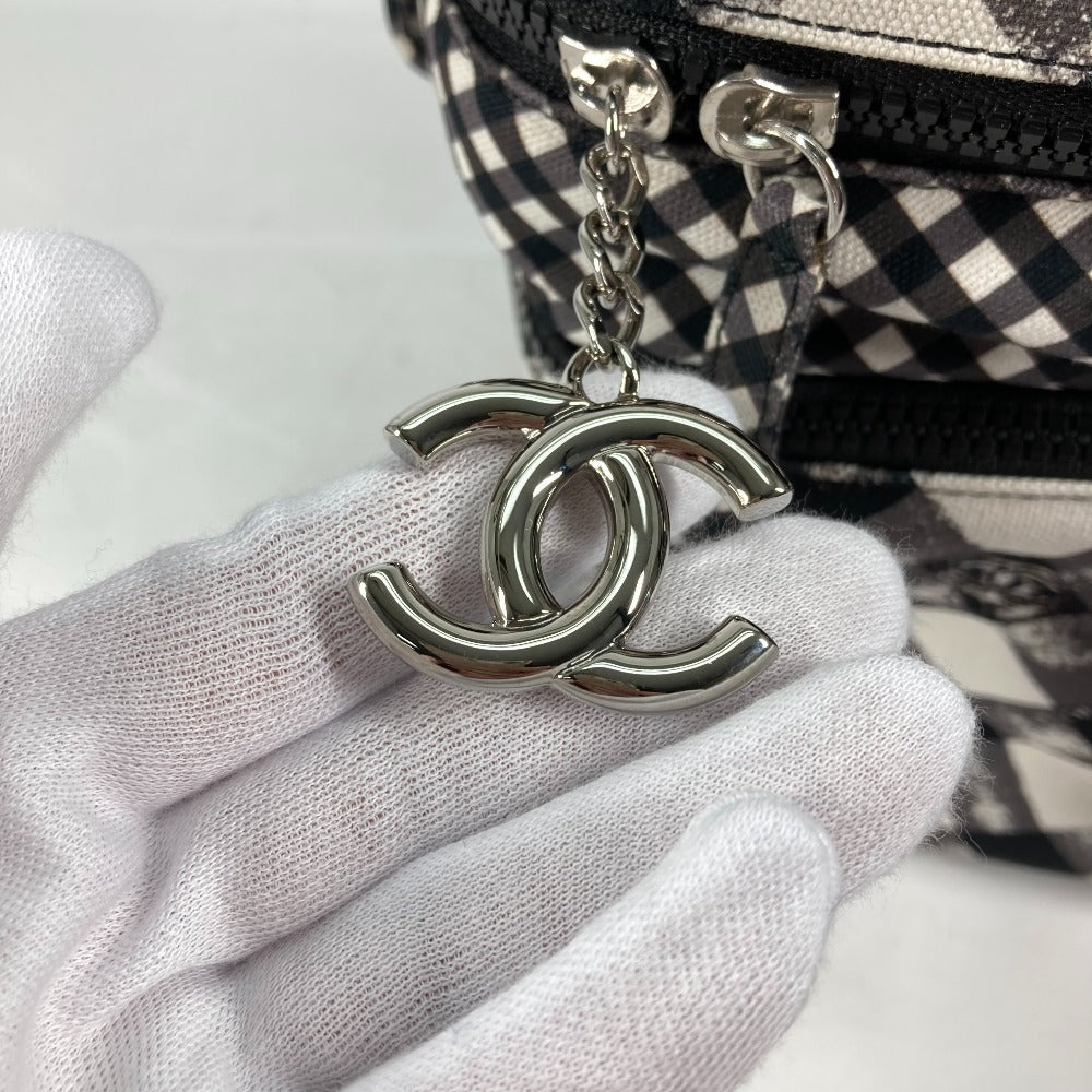CHANEL Shoulder Bag canvas white Check CC COCO Mark