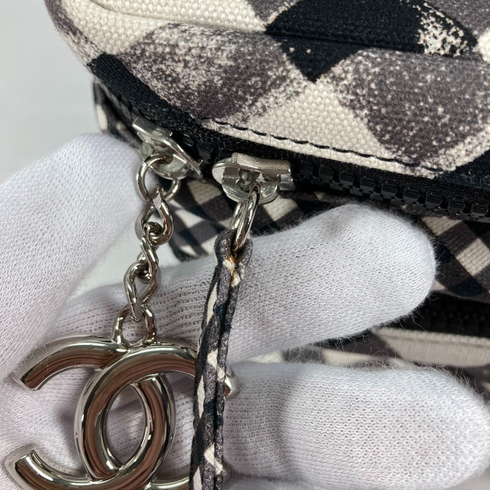 CHANEL Shoulder Bag canvas white Check CC COCO Mark
