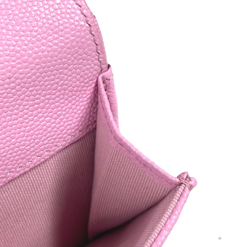 CHANEL Trifold wallet AP3182 Caviar skin pink CC COCO Mark matelasse small flap wallet