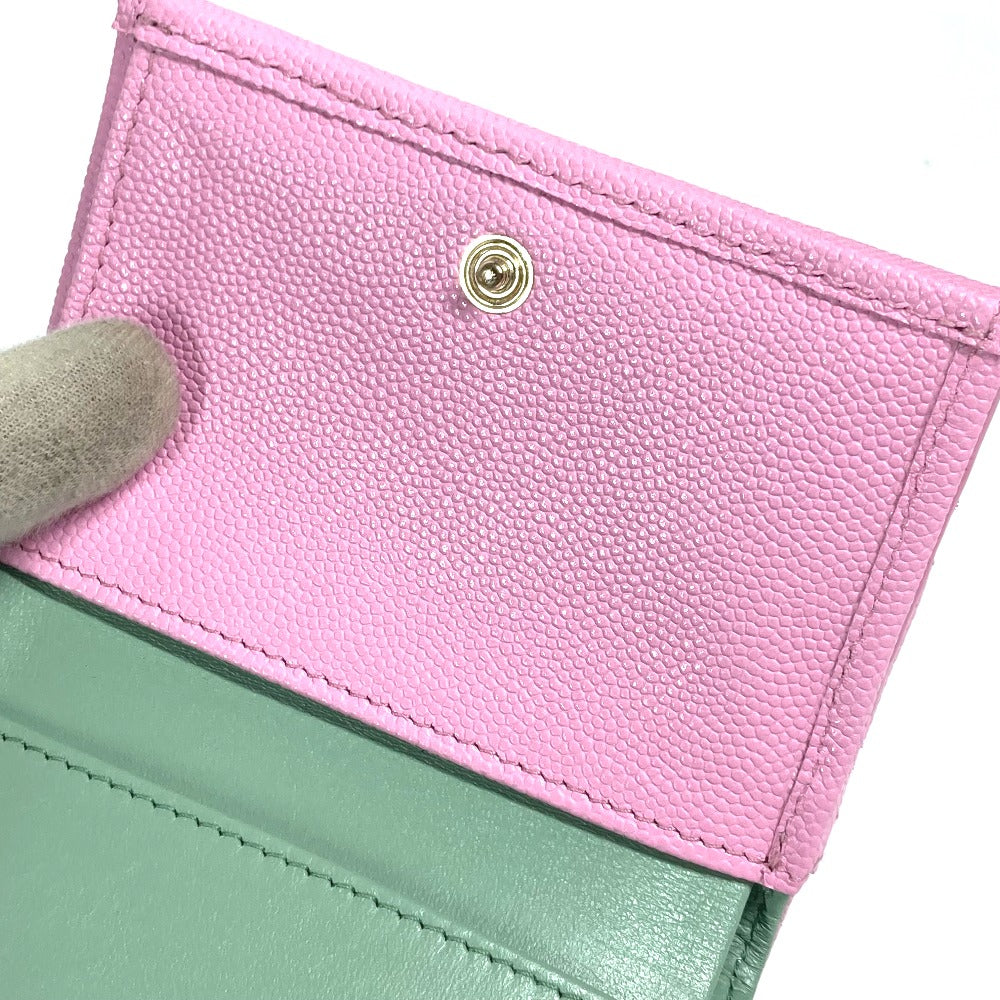 CHANEL Trifold wallet AP3182 Caviar skin pink CC COCO Mark matelasse small flap wallet
