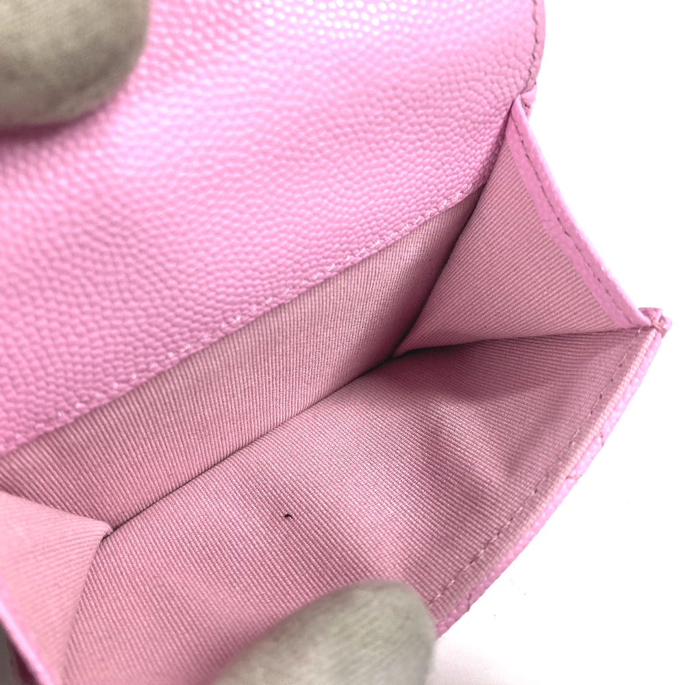 CHANEL Trifold wallet AP3182 Caviar skin pink CC COCO Mark matelasse small flap wallet