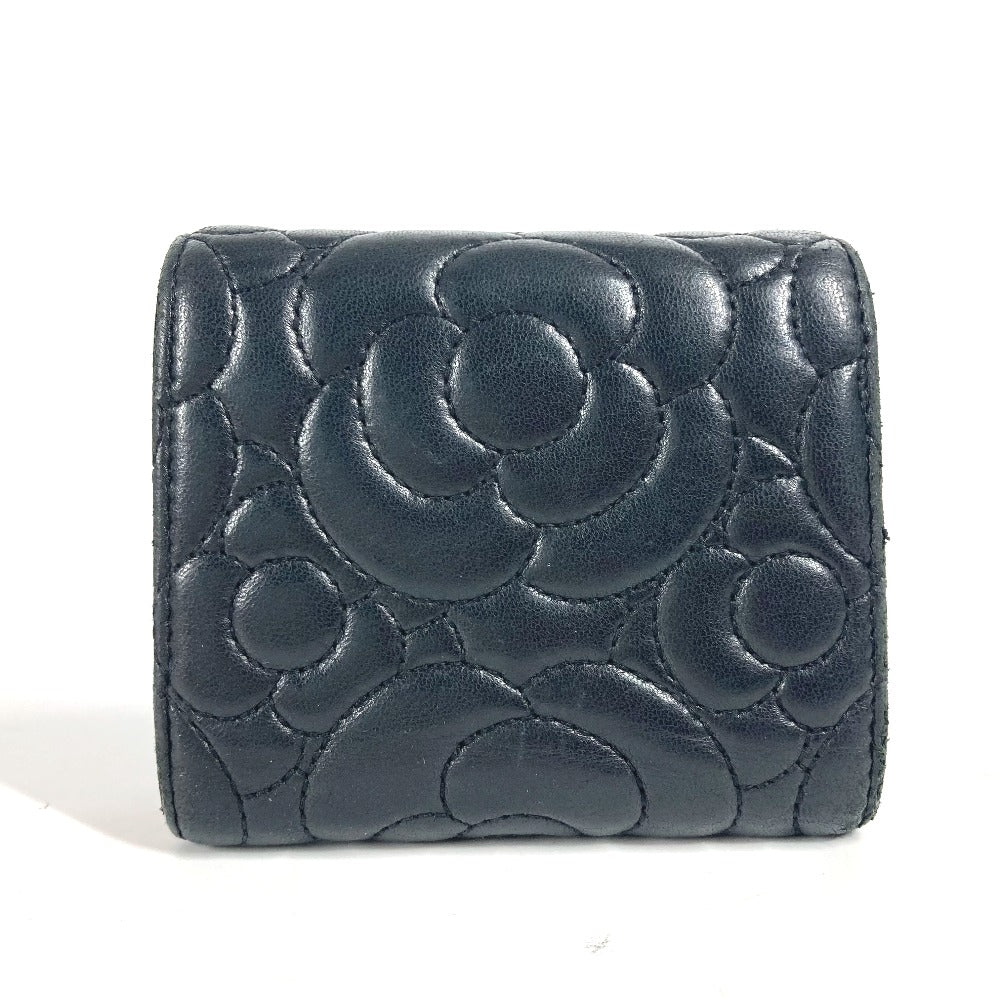 CHANEL Trifold wallet leather black By color Camelia
