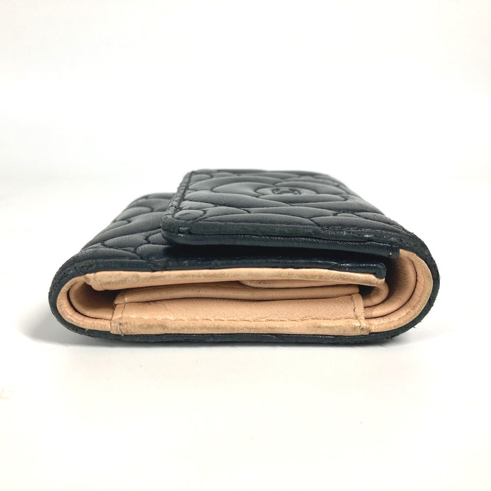CHANEL Trifold wallet leather black By color Camelia