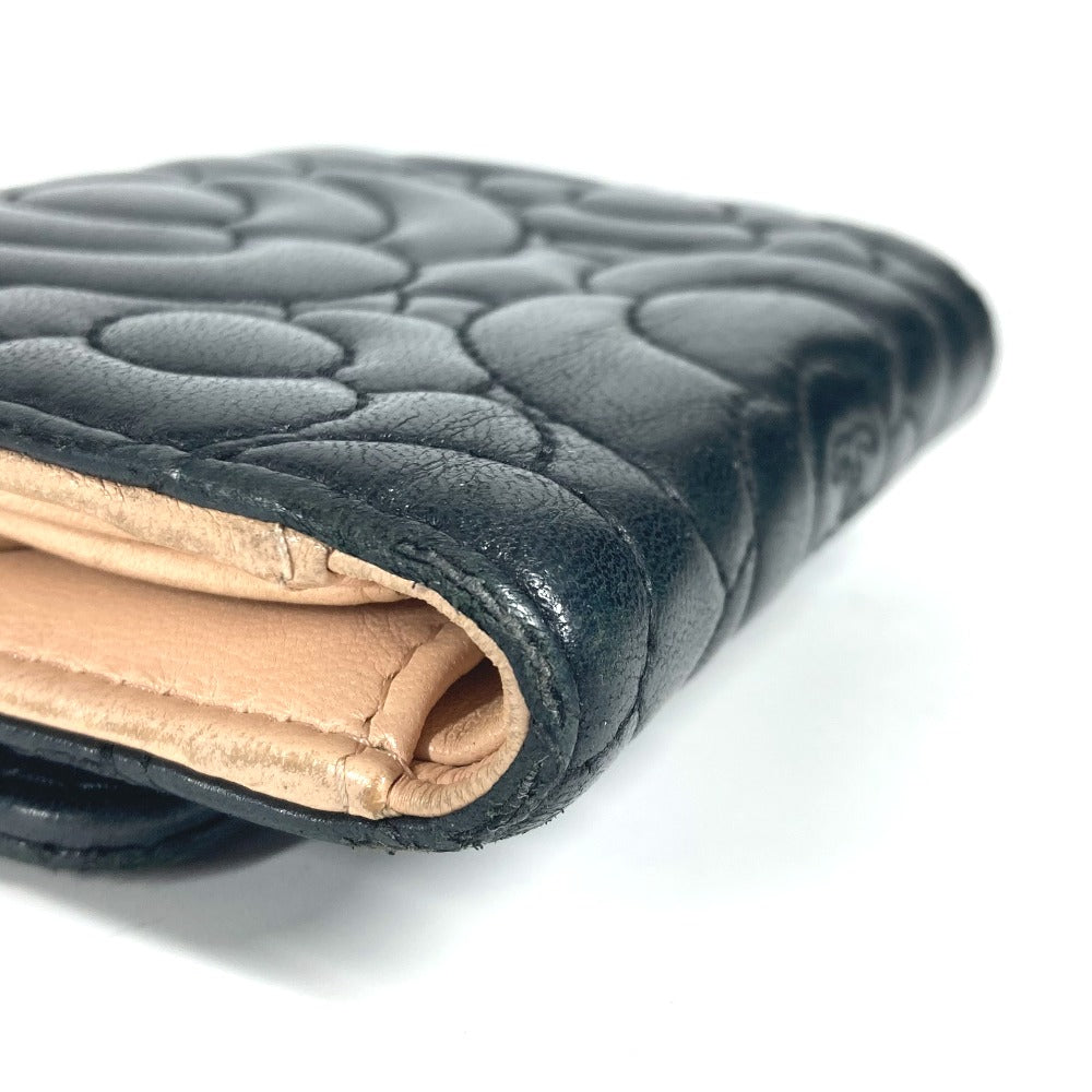 CHANEL Trifold wallet leather black By color Camelia