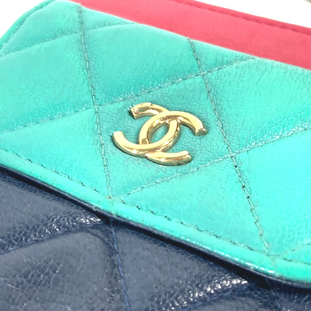 CHANEL Long Wallet Purse AP1138 Caviar skin Navy 2020 Cruise Tricolor Chain Wallet CC COCO Mark Women Used