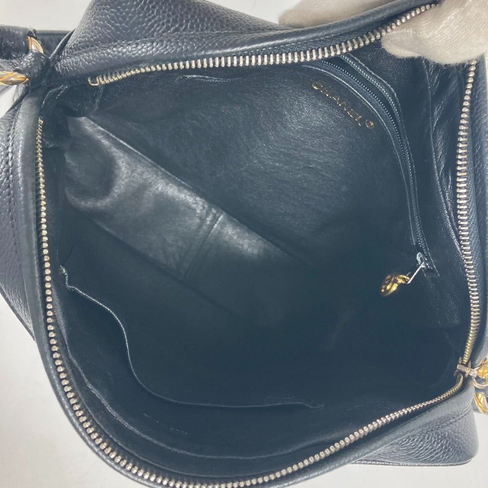 CHANEL Shoulder Bag Caviar skin black Vintage CC COCO Mark quilting matelasse Women Used