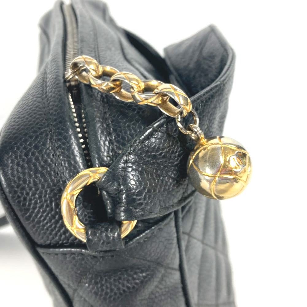 CHANEL Shoulder Bag Caviar skin black Vintage CC COCO Mark quilting matelasse Women Used