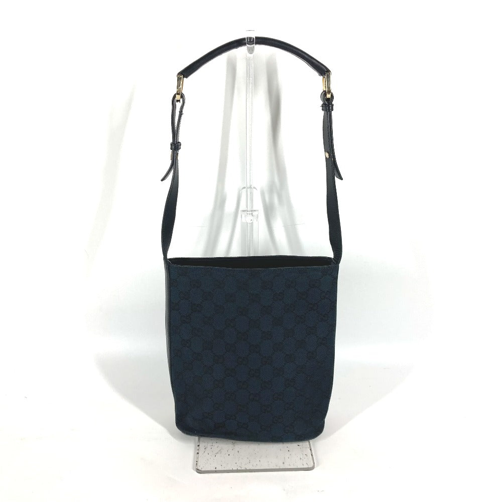 GUCCI Shoulder Bag 001�E4286 Leather / canvas black Bucket Bucket GG Women Used