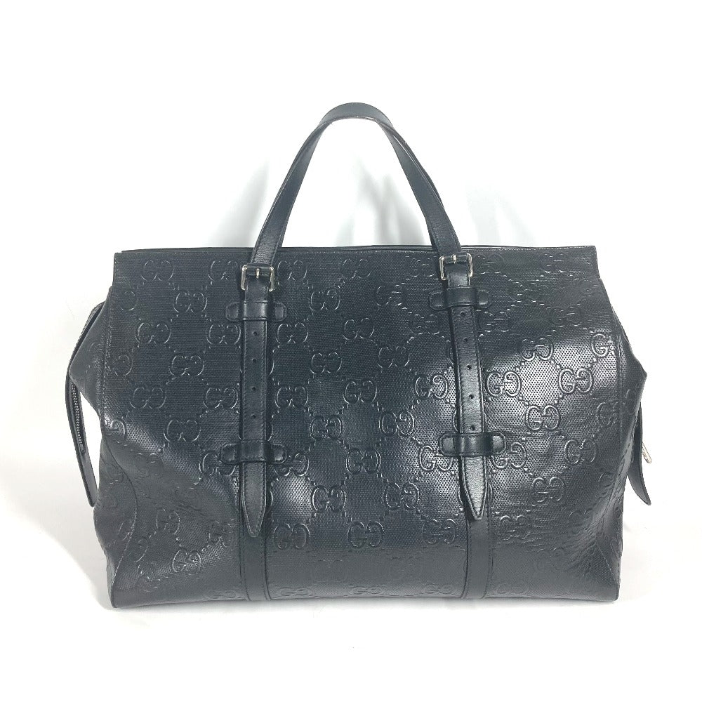 GUCCI Tote Bag 625772 leather black Shoulder Bag Boston Duffel bag GG emboss mens Used