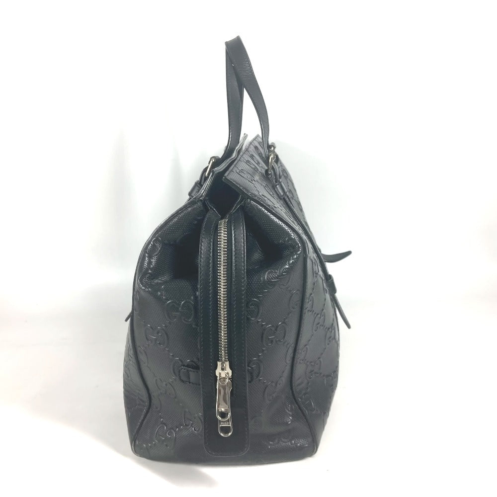 GUCCI Tote Bag 625772 leather black Shoulder Bag Boston Duffel bag GG emboss mens Used